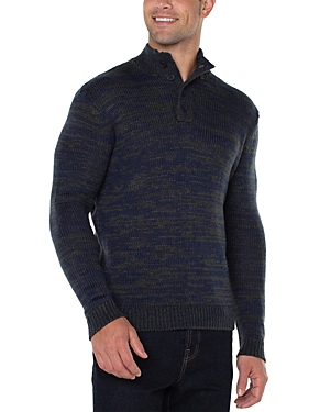 Liverpool Los Angeles Four Button Mock Neck Jumper In Navy Olive