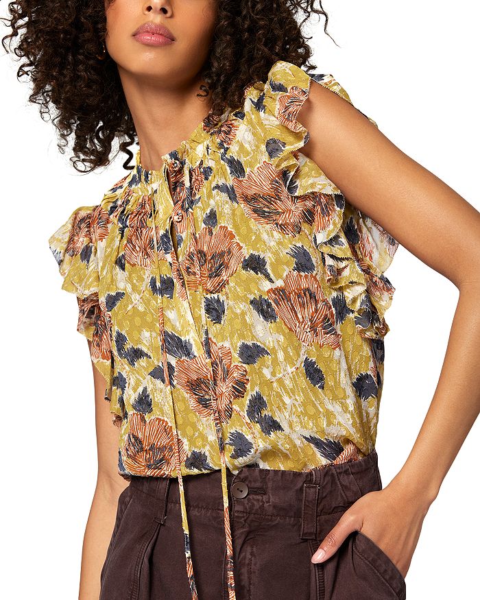 Joie Patricia Ruffled Silk Sleeveless Top | Bloomingdale's