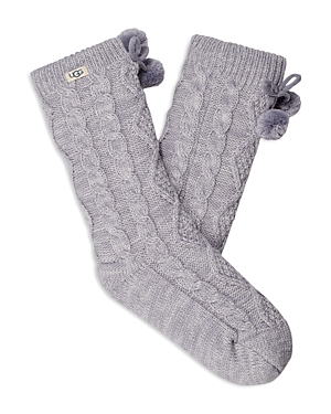 Ugg Pom-pom Fleece Lined Socks In Cloudy Gray