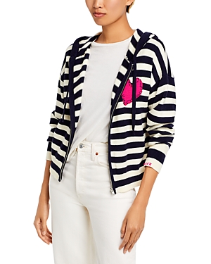Aqua X Kerri Rosenthal Heart Patch Stripe Hoodie Sweater - 100% Exclusive In Navy