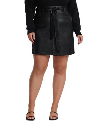 Estelle Plus Faux Leather Belted Mini Skirt