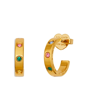 Shop Kate Spade New York Set In Stone Huggie Multicolor Hoop Earrings In Multi/gold