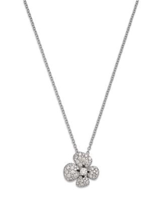 Miseno Jewelry 18K White Gold Ischia Diamond Pave Flower Pendant Necklace, 16