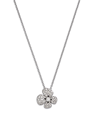 18K White Gold Ischia Diamond Pave Flower Pendant Necklace, 16