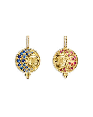 Shop Temple St Clair 18k Yellow Gold Multi Stone & Diamond Eclipse Drop Earrings In Multi/gold