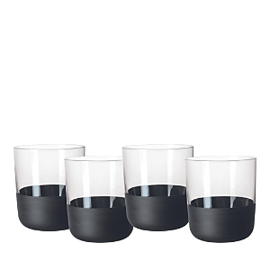 Villeroy & Boch Manufactire Rock Double Old Fashioned Glass, Set Of 4 In Black/clear