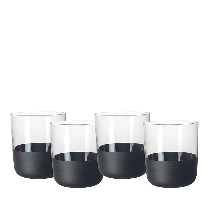 Villeroy & Boch Manufacture Rock Double Old Fashioned Glasses, Set Of 4 In Black/clear