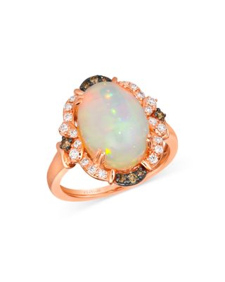 Bloomingdale's Fine Collection - Opal, Brown & Champagne Diamond Halo Ring 14K Rose Gold