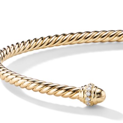 Cable Spira Bracelet in 18K Gold with Diamonds, Small