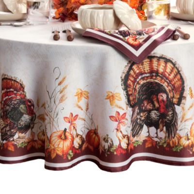 Autumn Heritage Turkey Engineered Tablecloth, 60" x 84" Round