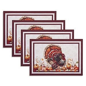 Elrene Home Fashions Autumn Heritage Turkey Engineered Placemats, Set Of 4 In Multi