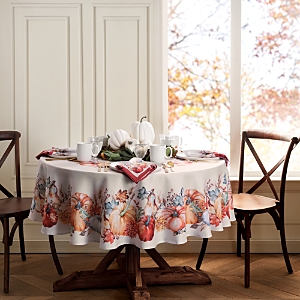 Elrene Home Fashions Botanical Harvest Pumpkin Engineered Tablecloth, 70 x 70 Round