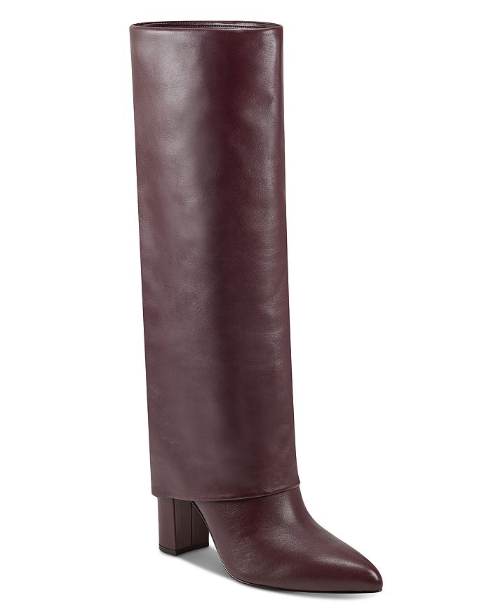 Marc Fisher Ltd Leina Foldover Shaft Pointed Toe Knee High Boot in Dark Red 600
