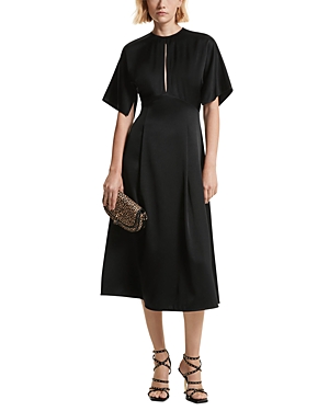 Shop Michael Kors Michael  Flutter Sleeve Midi Dress In Black