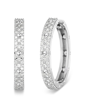 Roberto Coin 18K White Gold Symphony Pois Moi Diamond Pave Small Hoop Earrings