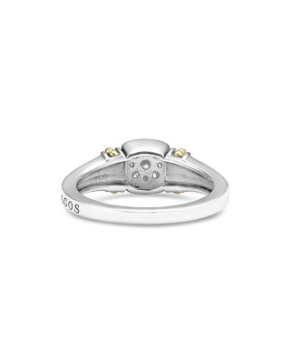 18K Yellow Gold & Sterling Silver Rittenhouse Diamond Cluster Caviar Bead Ring