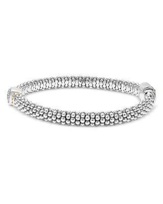 18K Yellow Gold & Sterling Silver Rittenhouse Diamond Cluster Caviar Rope Bead Bracelet