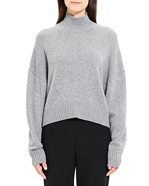 Theory Funnel-neck Cropped Cashmere Jumper In Husky