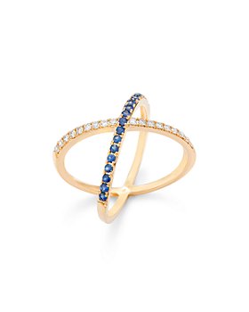 Bloomingdale's - Blue Sapphire & Diamond Crossover Ring in 14K Yellow Gold
