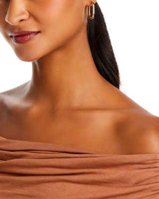 14K Yellow Gold Flat Oval Hoop Earrings