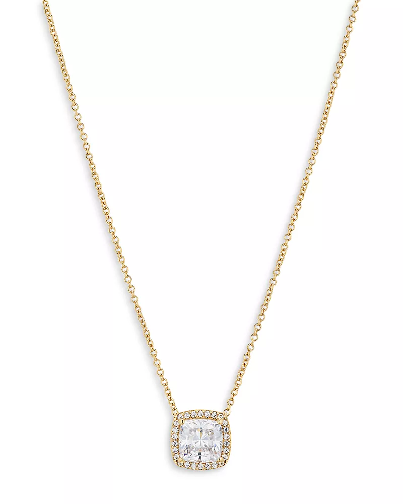 Nadri Cushion Cut Halo Pendant Necklace, 16