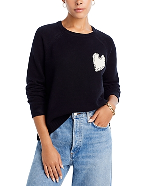 Shop Aqua X Kerri Rosenthal Heart Patch Sweater - 100% Exclusive In Black