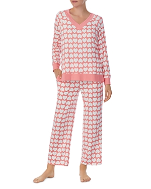 kate spade new york Long Sleeve V Neck Pajama Set