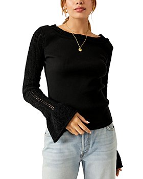 Free People To the West Long Sleeve Lace Henley Top In Green
