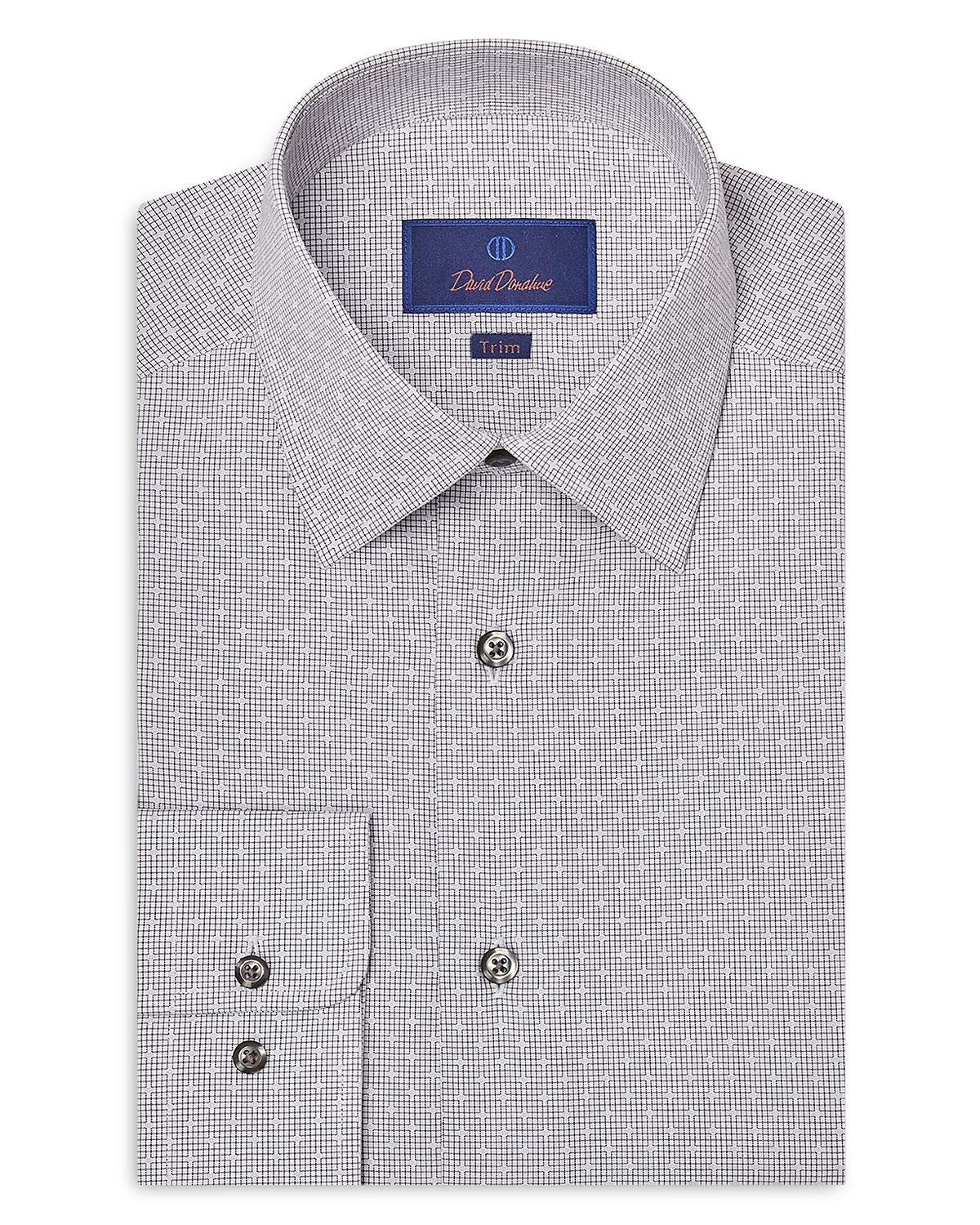David Donahue Trim Fit Dobby Dress Shirt