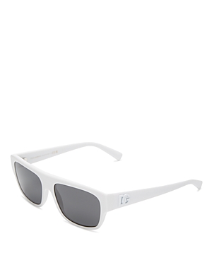 Dolce & Gabbana Flat Top Square Sunglasses, 57mm In White/gray Gradient
