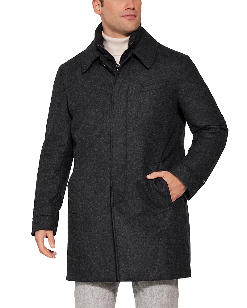 Norwegian Wool The Euro Coat In Dark Charcoal