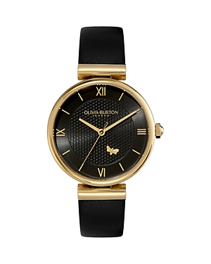 Olivia Burton Women's Mini Bee Black Leather Strap Watch 36mm