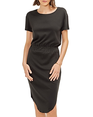 Three Dots Curved Hem Tee Dress In Black