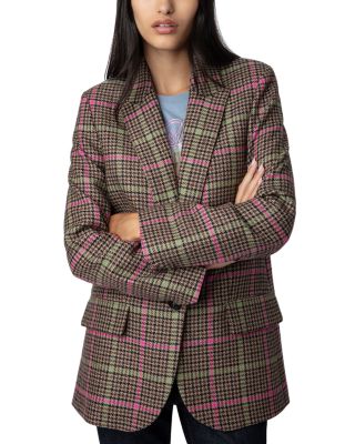 Zadig & Voltaire Vow Check Print Wool Blazer | Bloomingdale's