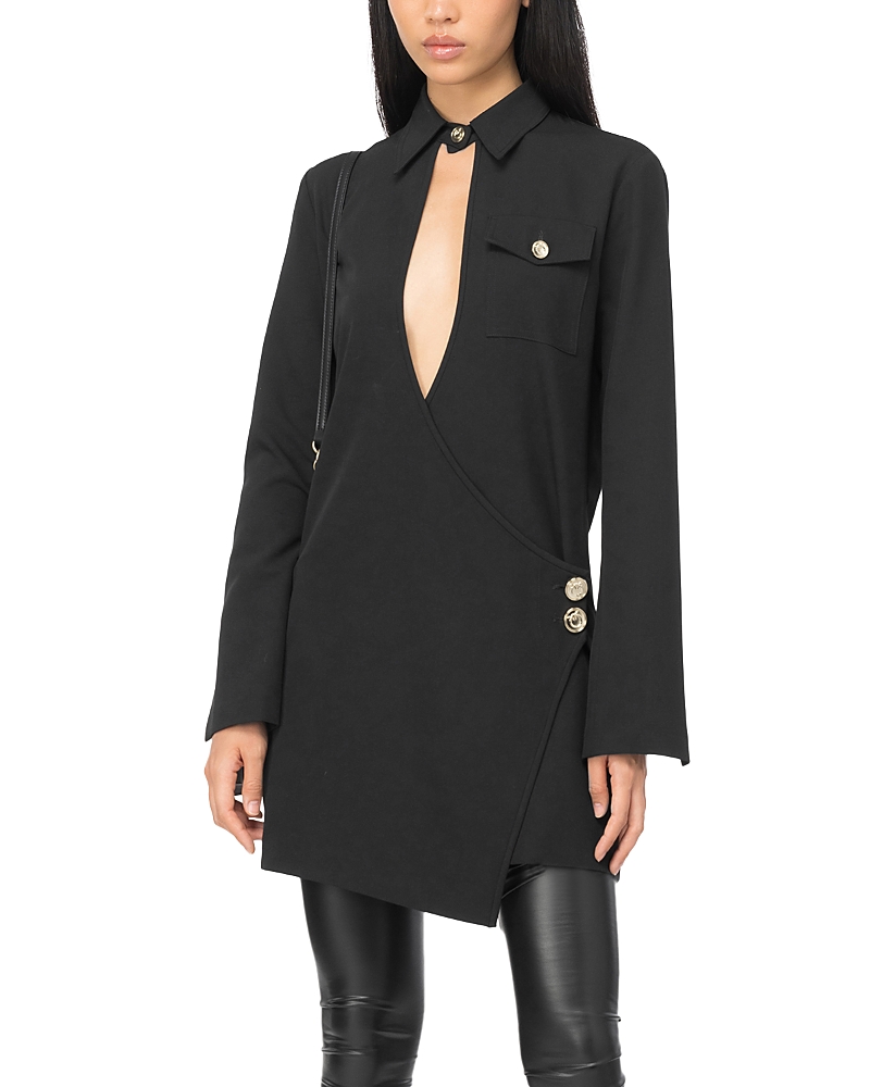 Pinko Arcanine Abito Front Keyhole Wrap Dress In Black