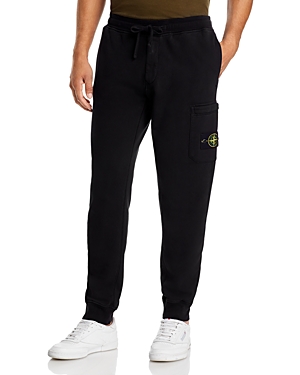 Stone Island Compass Patch Cotton Track Pants In Black