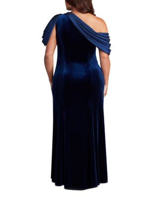 Plus Copley Shoulder Drape Velvet Gown
