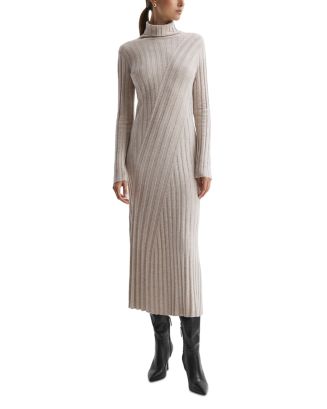 REISS Cady Rib Knit Roll Neck Midi Dress | Bloomingdale's