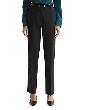 Reiss Black Petite Slim Fit Wool Blend Trousers In Black