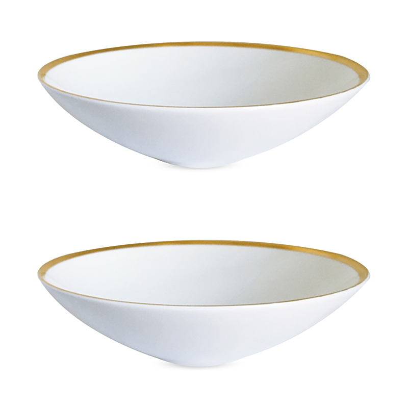Prouna Golden Edge 8 Soup Pasta Bowl, Set Of 2 In Gold