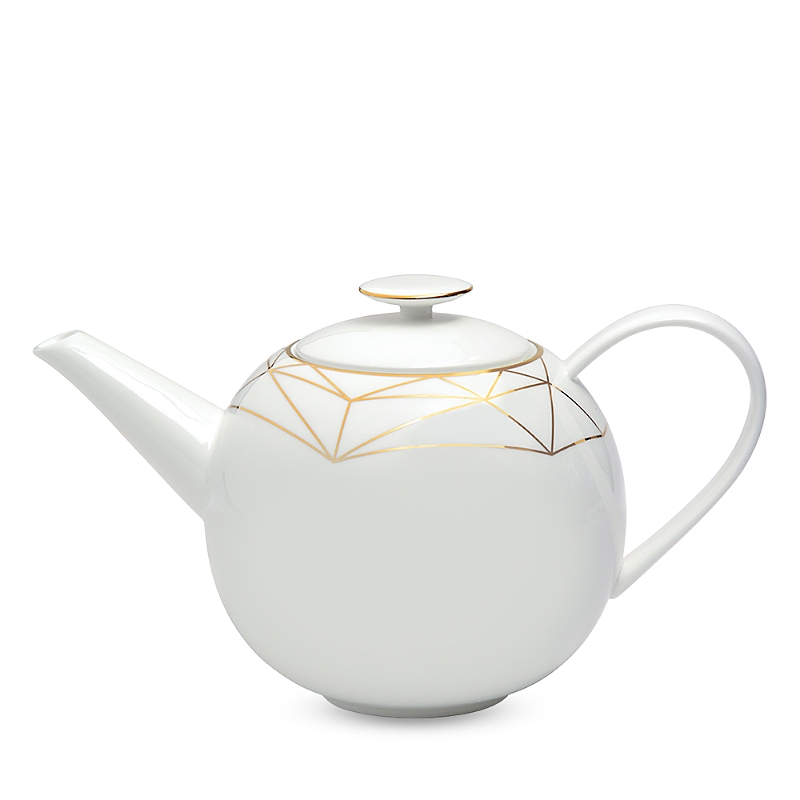 Prouna Gem Cut Gold Lidded Teapot In Gold