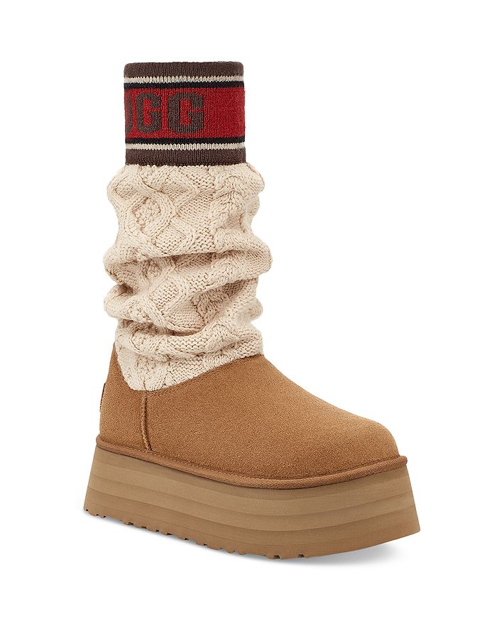 UGG® Women's Classic Sweater Letter Platform Boots | Bloomingdale's