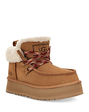Ugg Funkarra Genuine Shearling Cabin Cuff Bootie In Chestnut