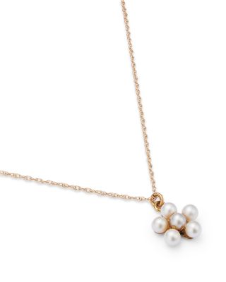 Cultured Freshwater Pearl Flower Pendant Necklace in 14K Yellow Gold, 18"