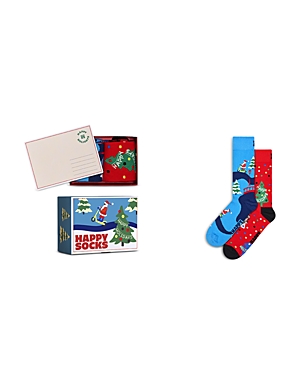 Happy Socks Happy Holidays Crew Socks Gift Set, Pack Of 2 In Light Blue