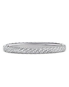 David Yurman - Sculpted Cable Pavé Bangle Bracelet in 18K White Gold with Diamonds