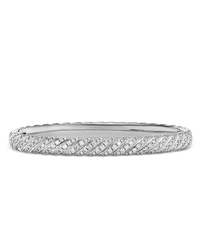 David Yurman Sculpted Cable Pave Bangle Bracelet in 18K White Gold with Diamonds