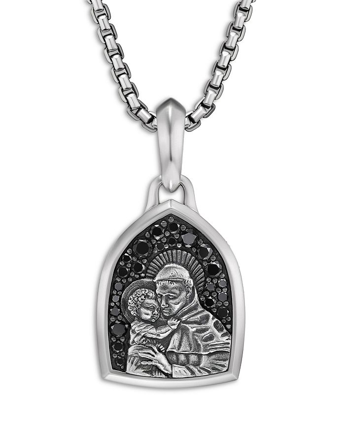 David Yurman - St. Anthony Amulet in Sterling Silver with Pav&eacute; Black Diamonds