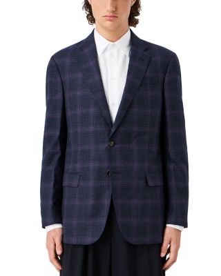 Shadow Plaid Single Breasted Notch Lapel Suit Jacket