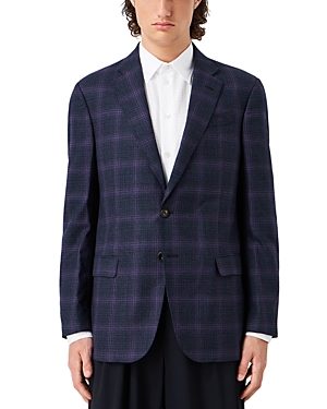 Armani Collezioni Emporio Armani Shadow Plaid Single Breasted Notch Lapel Suit Jacket In Dark Orchid